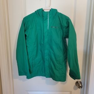 Columbia Unisex waterproof hooded windbreaker size Medium 10/12 Green Omni Tech